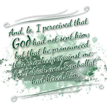 Nehemiah 6:12 – And, lo, I perceived that God had not sent him; but that he pronounced this prophecy against me: for Tobiah and Sanballat had hired him.