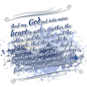 Nehemiah 7:5 – And my God put into mine heart to gather together the nobles, and the rulers, and the people, that they might be reckoned by genealogy. And I found a…