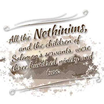 Nehemiah 7:60 – All the Nethinims, and the children of Solomon's servants, were three hundred ninety and two.