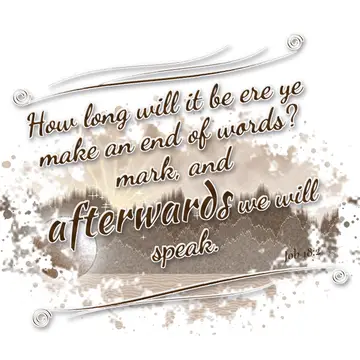Job 18:2 – How long will it be ere ye make an end of words? mark, and afterwards we will speak.