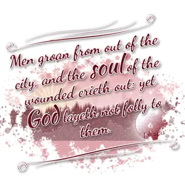 Job 24:12 – Men groan from out of the city, and the soul of the wounded crieth out: yet God layeth not folly to them.