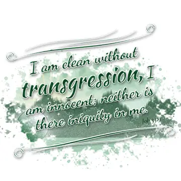 Job 33:9 – I am clean without transgression, I am innocent; neither is there iniquity in me.