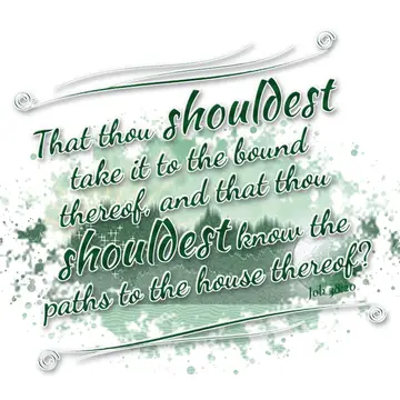 Job 38:20 – That thou shouldest take it to the bound thereof, and that thou shouldest know the paths to the house thereof?