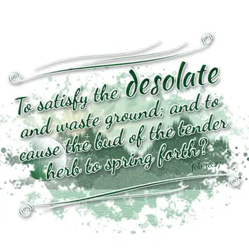 Job 38:27 – To satisfy the desolate and waste ground; and to cause the bud of the tender herb to spring forth?