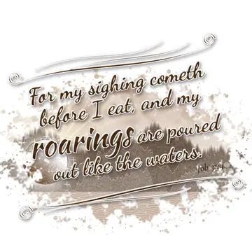 Job 3:24 – For my sighing cometh before I eat, and my roarings are poured out like the waters.