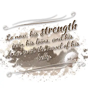 Job 40:16 – Lo now, his strength is in his loins, and his force is in the navel of his belly.