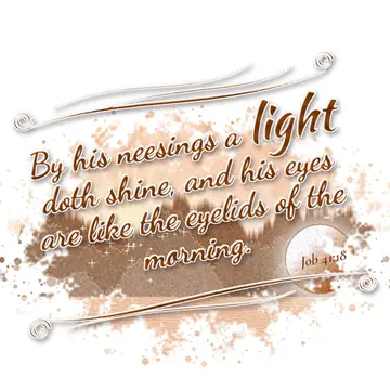 Job 41:18 – By his neesings a light doth shine, and his eyes are like the eyelids of the morning.