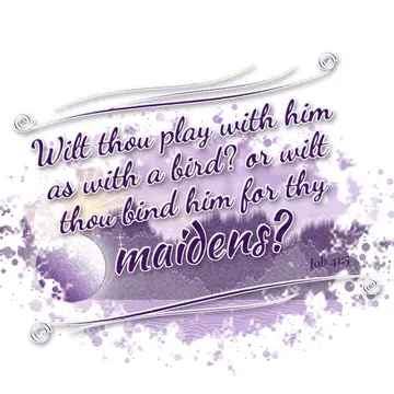 Job 41:5 – Wilt thou play with him as with a bird? or wilt thou bind him for thy maidens?