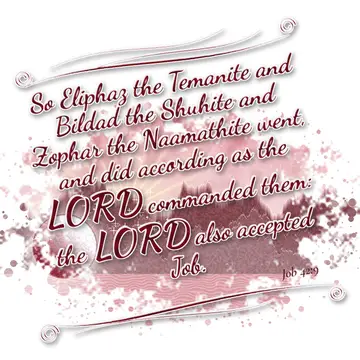 Job 42:9 – So Eliphaz the Temanite and Bildad the Shuhite and Zophar the Naamathite went, and did according as the LORD commanded them: the LORD also accepted…