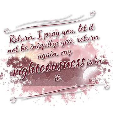 Job 6:29 – Return, I pray you, let it not be iniquity; yea, return again, my righteousness is in it.