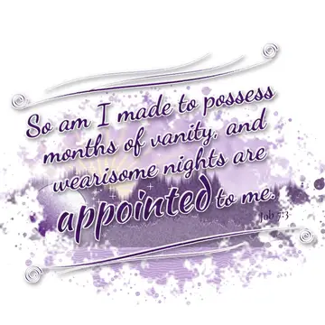 Job 7:3 – So am I made to possess months of vanity, and wearisome nights are appointed to me.