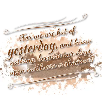 Job 8:9 – (For we are but of yesterday, and know nothing, because our days upon earth are a shadow:)