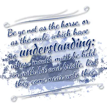 Psalms 32:9 – Be ye not as the horse, or as the mule, which have no understanding: whose mouth must be held in with bit and bridle, lest they come near unto thee.