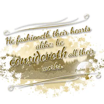 Psalms 33:15 – He fashioneth their hearts alike; he considereth all their works.