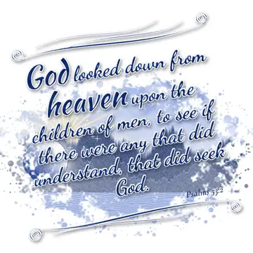 Psalms 53:2 – God looked down from heaven upon the children of men, to see if there were any that did understand, that did seek God.