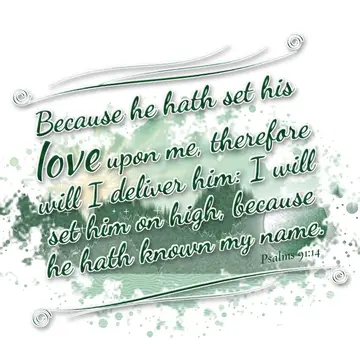 Psalms 91:14 – Because he hath set his love upon me, therefore will I deliver him: I will set him on high, because he hath known my name.
