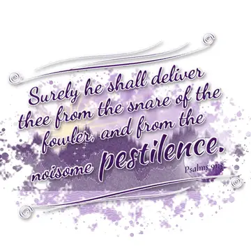 Psalms 91:3 – Surely he shall deliver thee from the snare of the fowler, and from the noisome pestilence.
