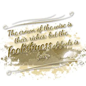 Proverbs 14:24 – The crown of the wise is their riches: but the foolishness of fools is folly.