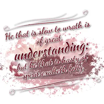 Proverbs 14:29 – He that is slow to wrath is of great understanding: but he that is hasty of spirit exalteth folly.