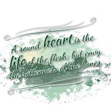 Proverbs 14:30 – A sound heart is the life of the flesh: but envy the rottenness of the bones.