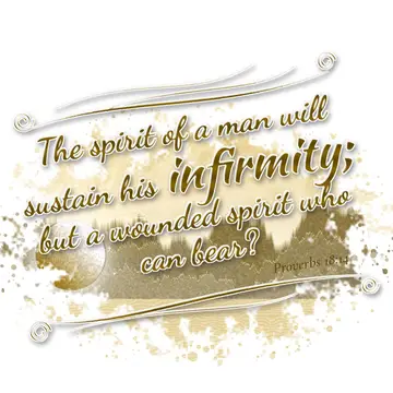 Proverbs 18:14 – The spirit of a man will sustain his infirmity; but a wounded spirit who can bear?