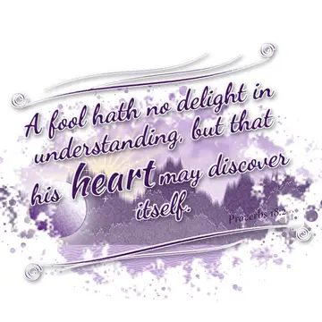 Proverbs 18:2 – A fool hath no delight in understanding, but that his heart may discover itself.