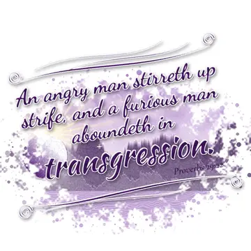 Proverbs 29:22 – An angry man stirreth up strife, and a furious man aboundeth in transgression.
