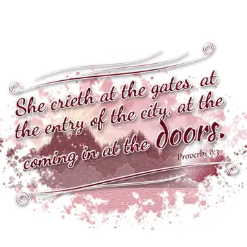 Proverbs 8:3 – She crieth at the gates, at the entry of the city, at the coming in at the doors.