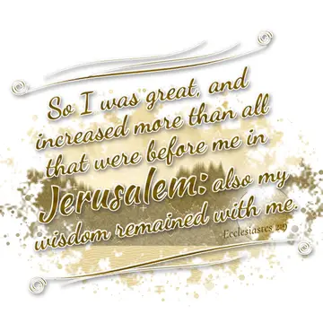 Ecclesiastes 2:9 – So I was great, and increased more than all that were before me in Jerusalem: also my wisdom remained with me.