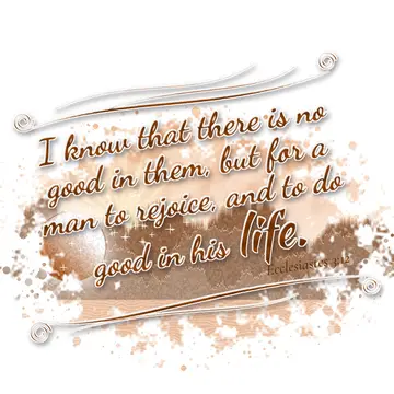 Ecclesiastes 3:12 – I know that there is no good in them, but for a man to rejoice, and to do good in his life.