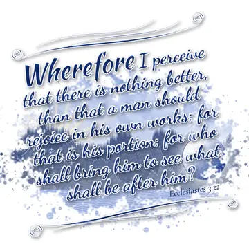 Ecclesiastes 3:22 – Wherefore I perceive that there is nothing better, than that a man should rejoice in his own works; for that is his portion: for who shall bring him…