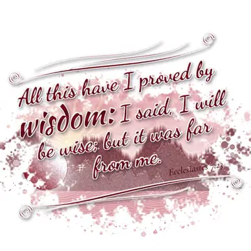 Ecclesiastes 7:23 – All this have I proved by wisdom: I said, I will be wise; but it was far from me.