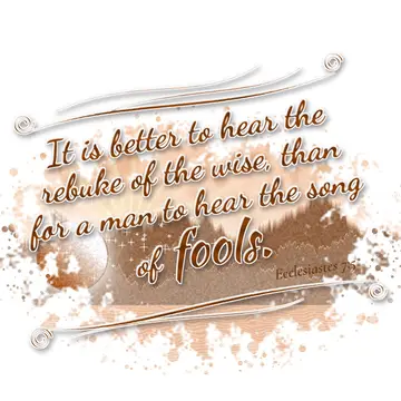Ecclesiastes 7:5 – It is better to hear the rebuke of the wise, than for a man to hear the song of fools.