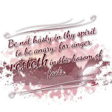 Ecclesiastes 7:9 – Be not hasty in thy spirit to be angry: for anger resteth in the bosom of fools.