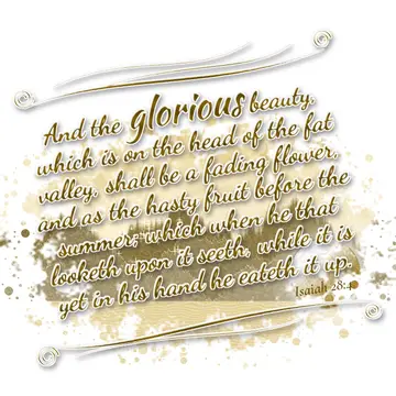 Isaiah 28:4 – And the glorious beauty, which is on the head of the fat valley, shall be a fading flower, and as the hasty fruit before the summer; which when he…