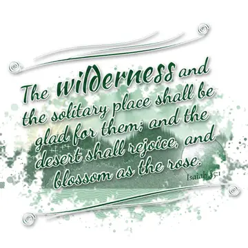 Isaiah 35:1 – The wilderness and the solitary place shall be glad for them; and the desert shall rejoice, and blossom as the rose.