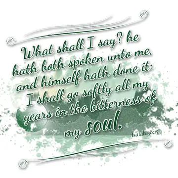 Isaiah 38:15 – What shall I say? he hath both spoken unto me, and himself hath done it: I shall go softly all my years in the bitterness of my soul.