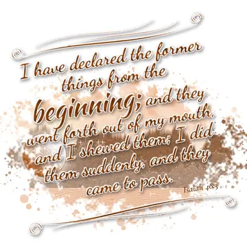 Isaiah 48:3 – I have declared the former things from the beginning; and they went forth out of my mouth, and I shewed them; I did them suddenly, and they came to…