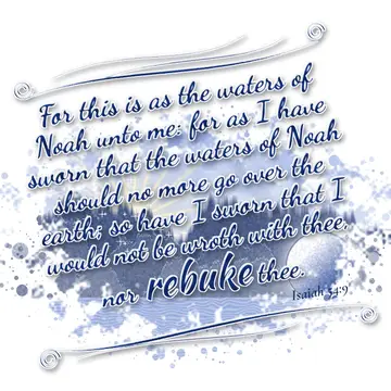 Isaiah 54:9 – For this is as the waters of Noah unto me: for as I have sworn that the waters of Noah should no more go over the earth; so have I sworn that I would…