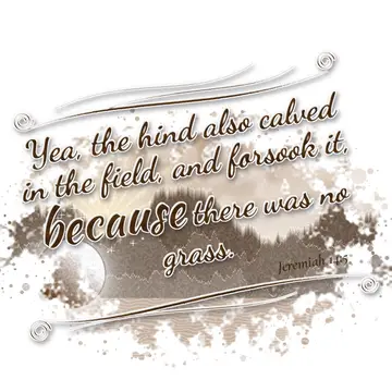 Jeremiah 14:5 – Yea, the hind also calved in the field, and forsook it, because there was no grass.