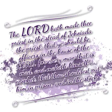 Jeremiah 29:26 – The LORD hath made thee priest in the stead of Jehoiada the priest, that ye should be officers in the house of the LORD, for every man that is mad…