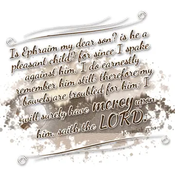 Jeremiah 31:20 – Is Ephraim my dear son? is he a pleasant child? for since I spake against him, I do earnestly remember him still: therefore my bowels are troubled…