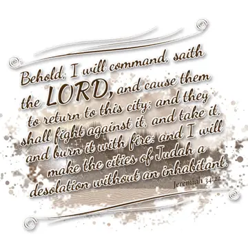 Jeremiah 34:22 – Behold, I will command, saith the LORD, and cause them to return to this city; and they shall fight against it, and take it, and burn it with fire…