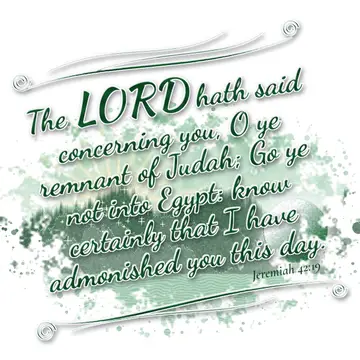 Jeremiah 42:19 – The LORD hath said concerning you, O ye remnant of Judah; Go ye not into Egypt: know certainly that I have admonished you this day.