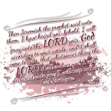 Jeremiah 42:4 – Then Jeremiah the prophet said unto them, I have heard you; behold, I will pray unto the LORD your God according to your words; and it shall come to…