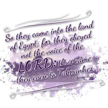 Jeremiah 43:7 – So they came into the land of Egypt: for they obeyed not the voice of the LORD: thus came they even to Tahpanhes.