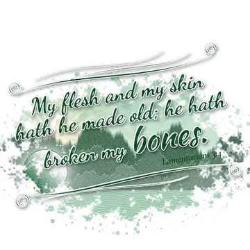 Lamentations 3:4 – My flesh and my skin hath he made old; he hath broken my bones.