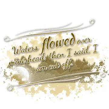 Lamentations 3:54 – Waters flowed over mine head; then I said, I am cut off.