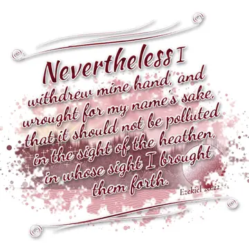 Ezekiel 20:22 – Nevertheless I withdrew mine hand, and wrought for my name's sake, that it should not be polluted in the sight of the heathen, in whose sight I…