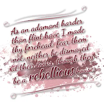 Ezekiel 3:9 – As an adamant harder than flint have I made thy forehead: fear them not, neither be dismayed at their looks, though they be a rebellious house.